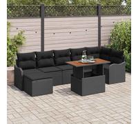 vidaXL Set Divano da Giardino con archiviazione 8 pcs Nero Poly Rattan