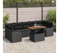 vidaXL Set Divano da Giardino con archiviazione 8 pcs Nero Poly Rattan