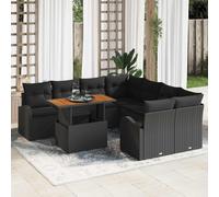 vidaXL Set Divano da Giardino con archiviazione 9 pcs Nero Poly Rattan