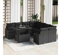 vidaXL Set Divano da Giardino con archiviazione 9 pcs Nero Poly Rattan