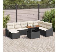 vidaXL Set Divano da Giardino con archiviazione 9 pcs Nero Poly Rattan