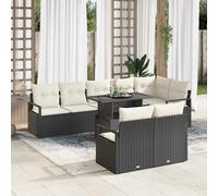 vidaXL Set Divano da Giardino con archiviazione 9 pcs Nero Poly Rattan