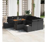 vidaXL Set Divano da Giardino con archiviazione 9 pcs Nero Poly Rattan
