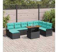 vidaXL Set Divano da Giardino con archiviazione 9 pcs Nero Poly Rattan