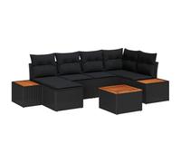 vidaXL Set Divano da Giardino con Cuscini - 7 Pezzi Modulari in Polyrattan Nero, Perfetto per Balcone e Patio, Mobili da Salotto per Terrazza e Giardino