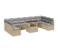 vidaXL Set Divano da Giardino con Cuscini Beige Rattan Polietilene da 11 Pezzi
