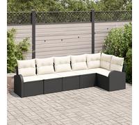 vidaXL Set Divano da Giardino con Cuscini da 6 Pezzi Nero Polyrattan
