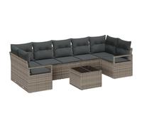 vidaXL Set Divano da Giardino Cuscini Grigio in Polyrattan, Divano da Giardino 2 Persone con Cuscini Grigio in Polyrattan