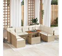 vidaXL Set Divano da Giardino con cuscino 10 pcs Beige e Crema
