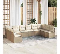 vidaXL Set Divano da Giardino con cuscino 10 pcs Beige e Crema