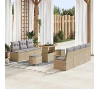 vidaXL Set Divano da Giardino con cuscino 10 pcs Beige e Grigio Chiaro