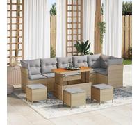 vidaXL Set Divano da Giardino con cuscino 10 pcs beige e grigio chiaro