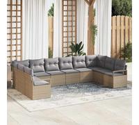 vidaXL Set Divano da Giardino con cuscino 10 pcs Beige e Grigio Chiaro