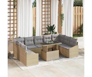 vidaXL Set Divano da Giardino con cuscino 10 pcs Beige e Grigio Chiaro