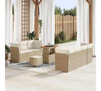 vidaXL Set Divano da Giardino con cuscino 10 pcs beige e panna
