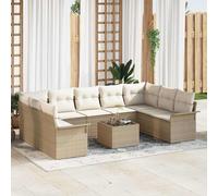 vidaXL Set Divano da Giardino con cuscino 10 pcs Beige Poly Rattan
