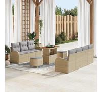 vidaXL Set Divano da Giardino con cuscino 10 pcs Beige Poly Rattan