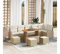 vidaXL Set Divano da Giardino con cuscino 10 pcs Beige Poly Rattan