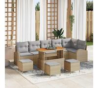 vidaXL Set Divano da Giardino con cuscino 10 pcs Beige Poly Rattan