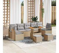 vidaXL Set Divano da Giardino con cuscino 10 pcs Beige polyrattan