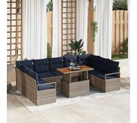 vidaXL Set Divano da Giardino con cuscino 10 pcs Grigio e Blu Navy, Giardino e terrazzo, set lounge moderno, divano modulare resistente, materiali UV-resistant, disposizione flessibile