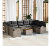 vidaXL Set Divano da Giardino con cuscino 10 pcs Grigio Poly Rattan