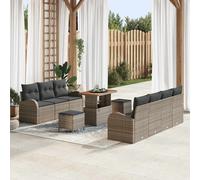 vidaXL Set Divano da Giardino con cuscino 10 pcs Grigio Poly Rattan