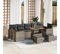 vidaXL Set Divano da Giardino con cuscino 10 pcs Grigio Poly Rattan