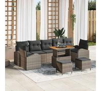 vidaXL Set Divano da Giardino con cuscino 10 pcs Grigio polyrattan