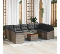 vidaXL Set Divano da Giardino con cuscino 10 pcs Grigio polyrattan