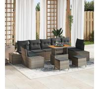 vidaXL Set Divano da Giardino con cuscino 10 pcs Grigio polyrattan