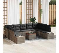 vidaXL Set Divano da Giardino con cuscino 10 pcs Grigio polyrattan