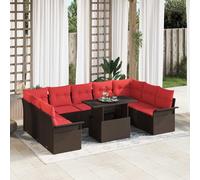 vidaXL Set Divano da Giardino con cuscino 10 pcs Marrone Poly Rattan