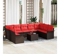 vidaXL Set Divano da Giardino con cuscino 10 pcs Marrone Poly Rattan, Divano da giardino e terrazza, moderno e modulare, materiali resistenti ai raggi UV, lounge estiva