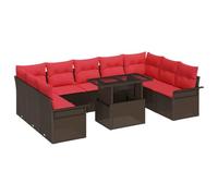 vidaXL Set Divano da Giardino con cuscino 10 pcs Marrone Poly Rattan, Set da Giardino, Design Moderno, Rattan Resistente, Mobili Modulari, per Lounge e Pranzo all'Aperto