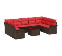vidaXL Set Divano da Giardino con cuscino 10 pcs Marrone polyrattan, Set di divani modulari in rattan per giardini e terrazze, leggeri, resistenti ai raggi UV, stile contemporaneo