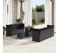 vidaXL Set Divano da Giardino con cuscino 10 pcs Nero