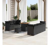 vidaXL Set Divano da Giardino con cuscino 10 pcs Nero