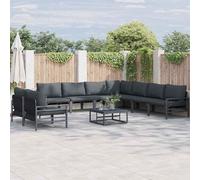 vidaXL Set Divano da Giardino con cuscino 10 pcs Nero Acciaio
