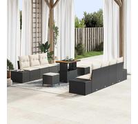 vidaXL Set Divano da Giardino con cuscino 10 pcs Nero e Crema