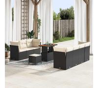 vidaXL Set Divano da Giardino con cuscino 10 pcs Nero e crema