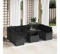 vidaXL Set Divano da Giardino con cuscino 10 pcs Nero Poly Rattan