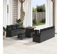 vidaXL Set Divano da Giardino con cuscino 10 pcs Nero polyrattan
