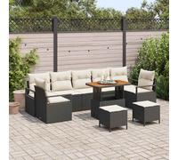 vidaXL Set Divano da Giardino con cuscino 10 pcs Nero polyrattan