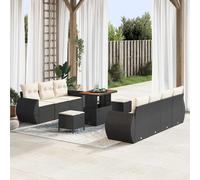 vidaXL Set Divano da Giardino con cuscino 10 pcs Nero polyrattan