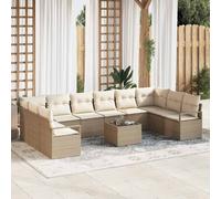 vidaXL Set Divano da Giardino con cuscino 11 pcs Beige e Crema