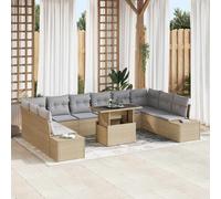 vidaXL Set Divano da Giardino con cuscino 11 pcs beige e grigio chiaro