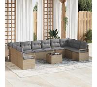 vidaXL Set Divano da Giardino con cuscino 11 pcs Beige e Grigio Chiaro