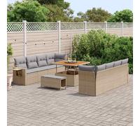 vidaXL Set Divano da Giardino con cuscino 11 pcs Beige Poly Rattan