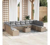 vidaXL Set Divano da Giardino con cuscino 11 pcs Beige Poly Rattan